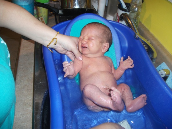 First bath (aka his favourite!)