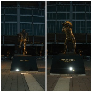 Statues of Ray Lewis and Johnny Unitas